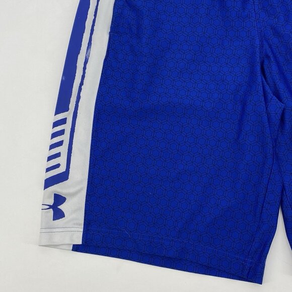 Under Armour Mens Size Large Loose Blue & White Athletic Basketball Shorts - Picture 4 of 11